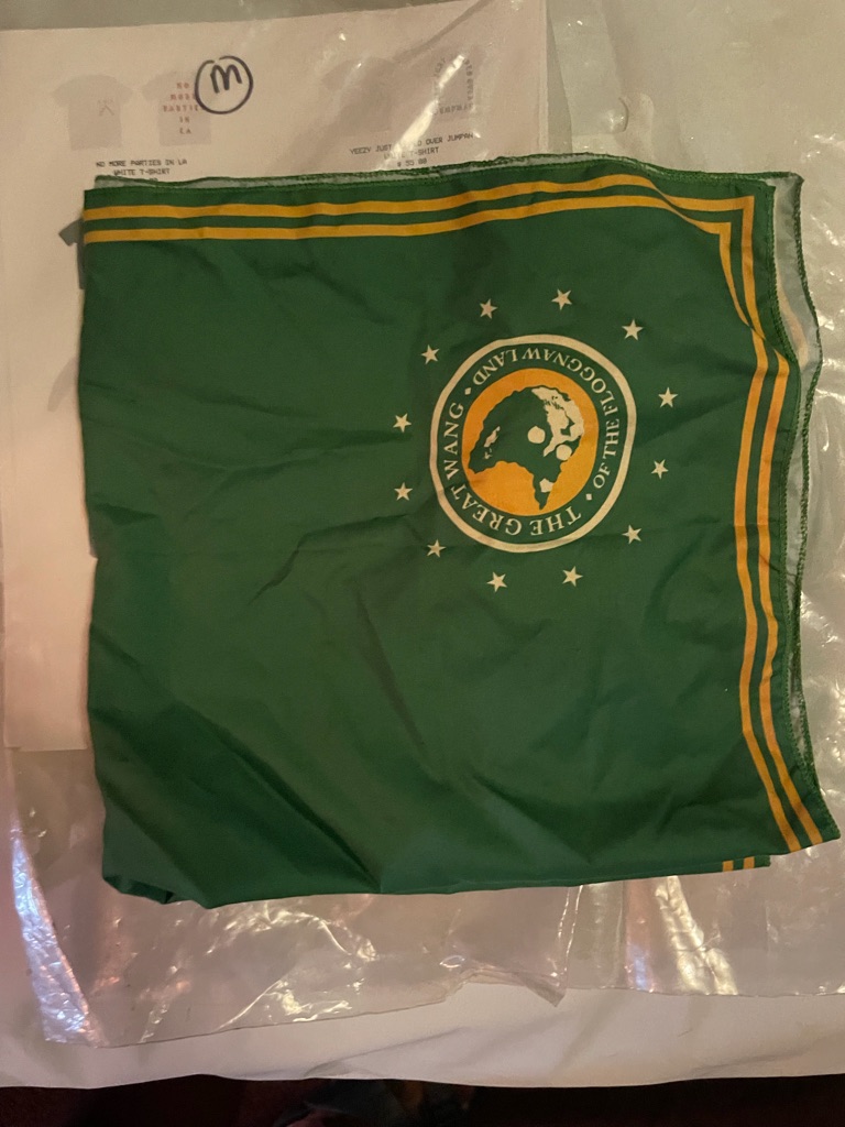 Green Silk Scarf With Yellow Globe Motif